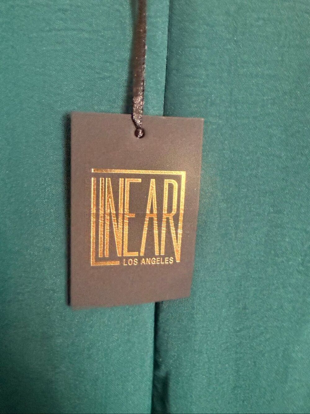 Linear Collection Los Angeles NWT Emerald Green Ruched Sleeve Shift Midi Dress X - Picture 3 of 5